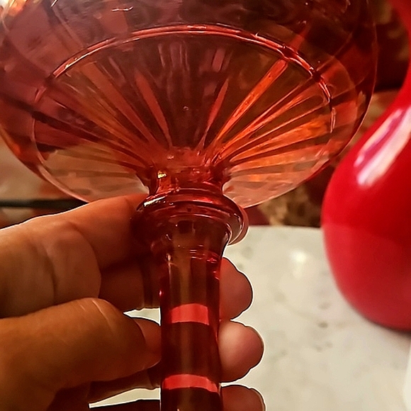 Bohemia cut to clear Floral crystal stemware Red dish - Picture 8 of 8